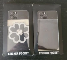 Lot of 2 Wallet Pocket Sticker Adhesive credit card holder Black 