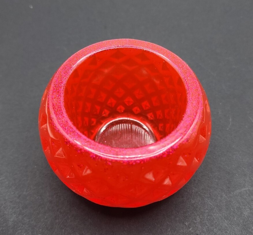 Handmade Epoxy Resin Candle Holder 2 Inches Tall 2 Inches Wide Red