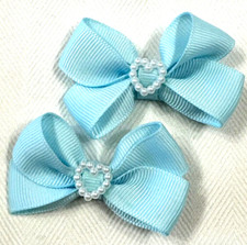 Beautiful Heart Pearls Inspired Set of Pig Tail hair bows for girls.