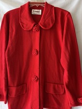 VINTAGE LAURA by ALYZIA, Women's L Red Cardigan Sweater Knit Flower Accents
