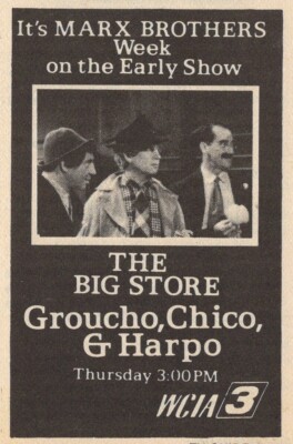 1977 TV MOVIE PROMO AD/MARX BROTHERS/GROUCHO/HARPO & CHICO/THE BIG STORE