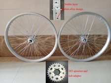 26 3.5 inch Spoke Wheel set,Double Layer Alum Alloy Rim  Adapter W/28T Sprocket
