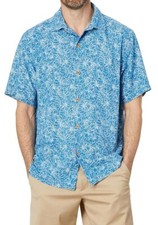 New Mens Tommy Bahama High Tide Hibiscus Indigo Coast Silk Camp Shirt L