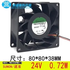 SUNON PMD2408PMB2-A 8038 DC24V 7.2W 8CM 3-Wire Inverter Cooling Fan