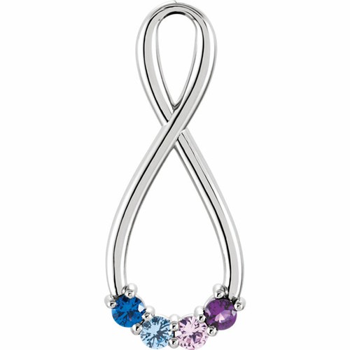 Mother's Vertical Infinity Pendant in Silver or Gold 1-6 Birthstones, moms gift - Picture 17 of 22