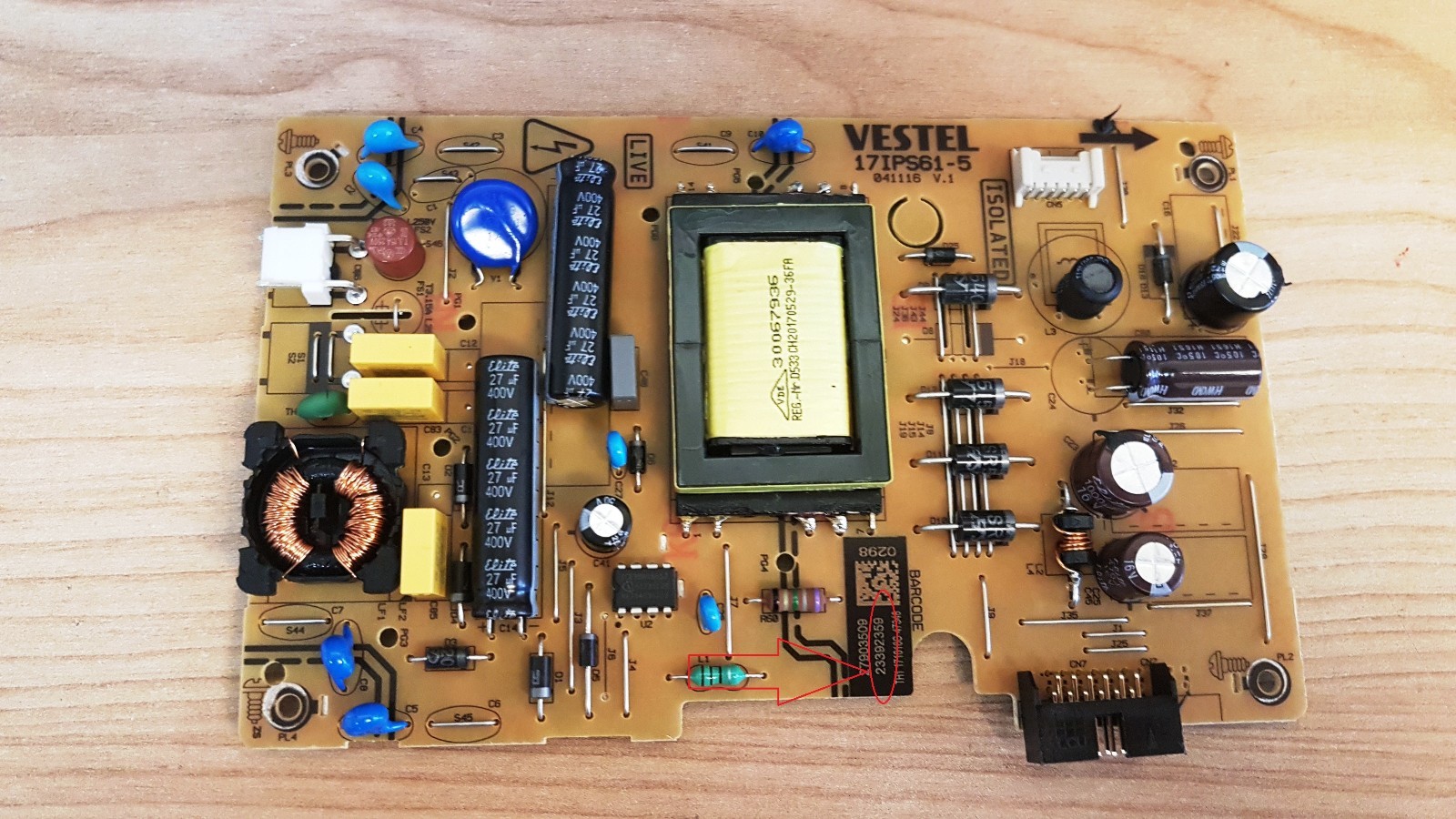 POWER SUPPLY LT24C686 JTC0124005B P24D300FP LT24C680 TV 23392359