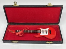 Miniature Electric Guitar Replica 8" Length in Velvet Lined Wooden Case