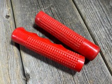 VINTAGE ANTIQUE BIKE BICYCLE RED GRIPS FOR 7/8 HANDLEBARS MADE IN JAPAN NOS