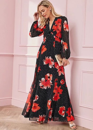 Together Maxikleid schwarz Print UK 12 (FM133-6)