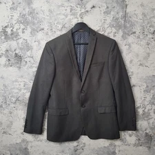 Red Herring Blazer Men's 42R Grey Polyester Notch Lapel Single-Breasted Jacket A
