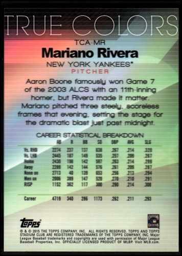 Stadium Club True Colors 2015 #TCAMR Mariano Rivera - casi nuevo-como nuevo - Imagen 2 de 2