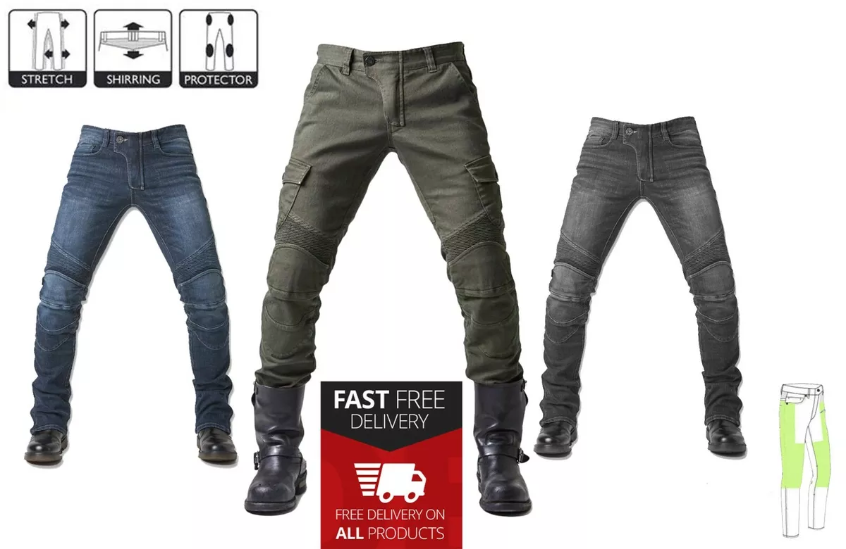 Mens Motorcycle Jeans Motorbike Pant Denim Trousers Made with Kevlar CE Armor