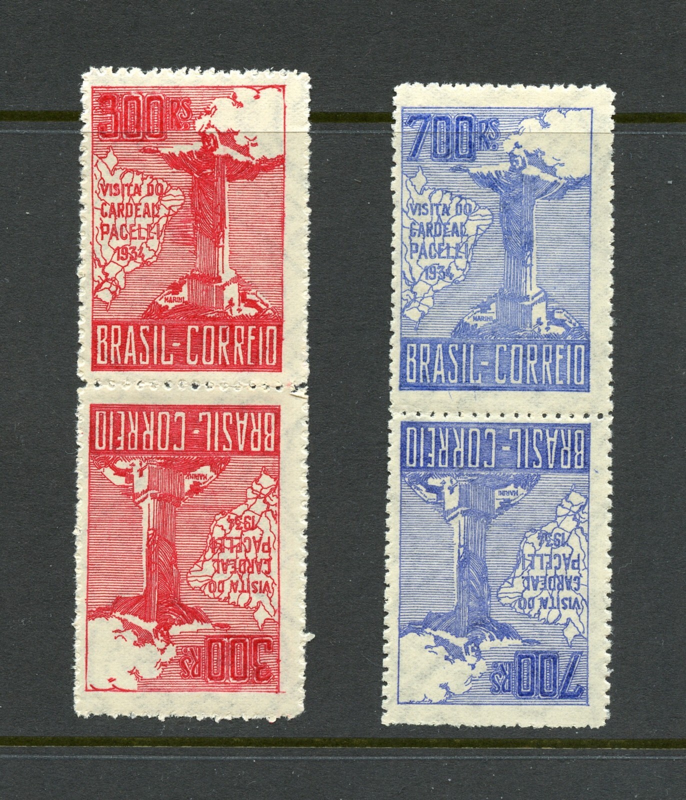 R0016   Brazil  1934   Christ of Corcovado  TETE-BECHE PAIR   MNH