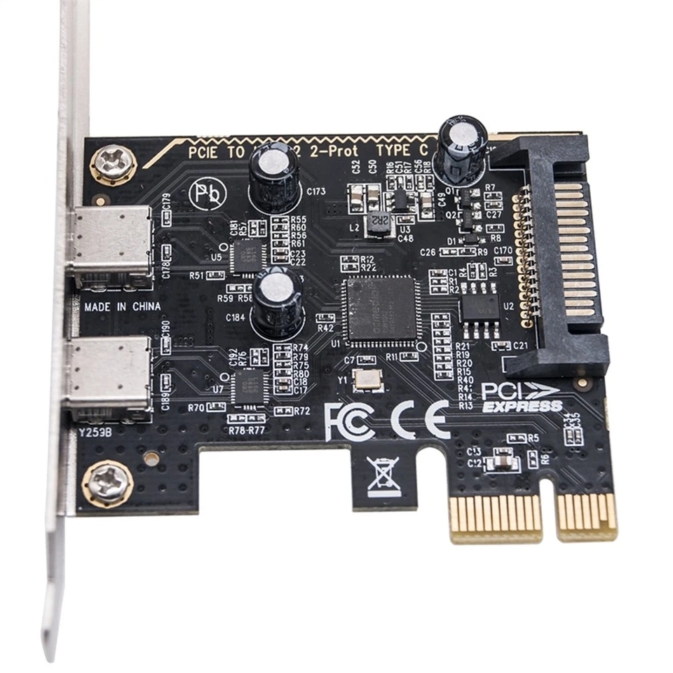 PCIE to Dual Type C Expansion Card PCI-E X1 to 2-Port TYPE-C USB 3.2 GEN12819 - Image 2 of 4