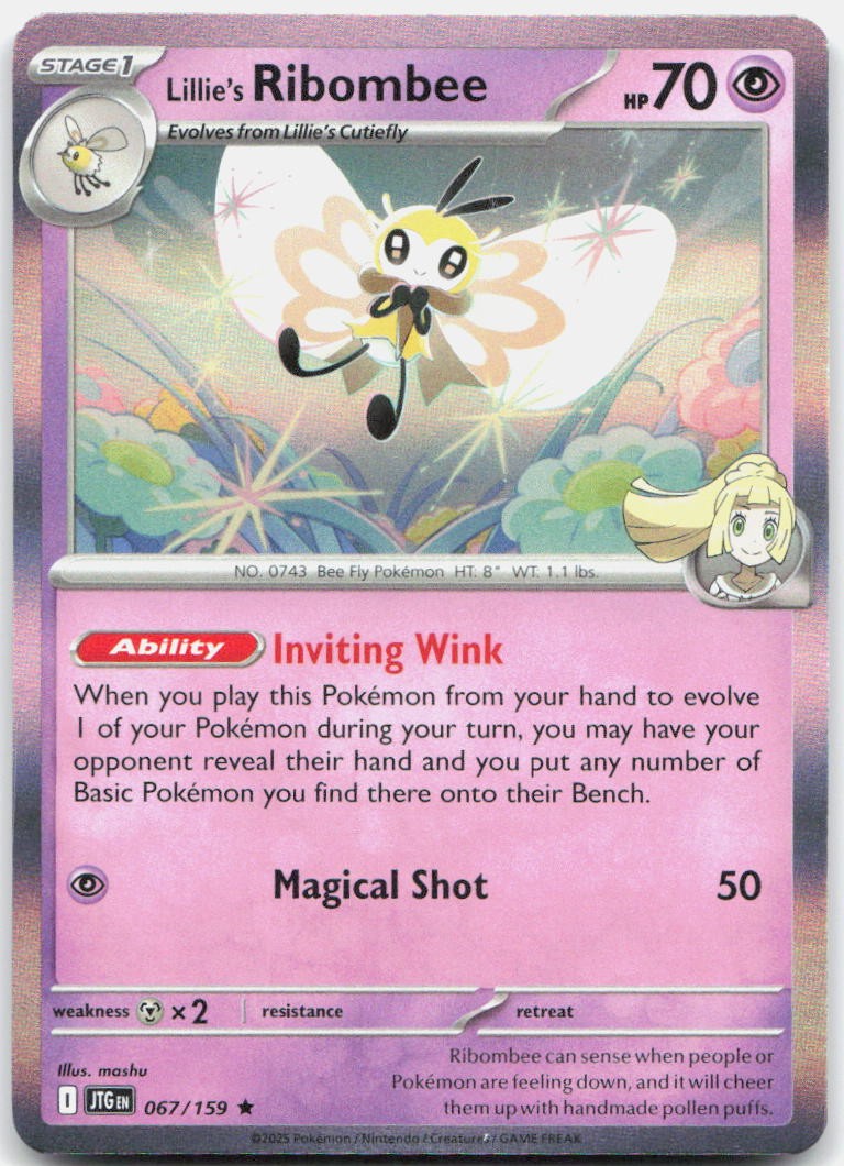 Lillie's Ribombee 067/159 Rare Journey Together Pokemon Holo Near Mint