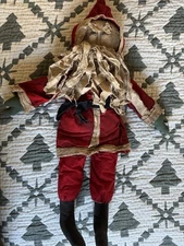 Primitive Distressed Rag Decorative Santa Doll 21 Inch