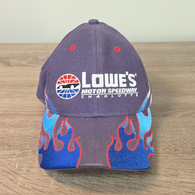 #ad #ad Lowes Motor Speedway Charlotte Racing Hat Navy Blue Flame Embroidery NASCAR Cap $6.99