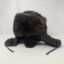 Vintage Russian Ushanka Hat Real Fur Dark Brown Mink  Small