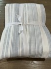 POTTERY BARN HAWTHORN STRIPED COTTON KING CAL KING DUVET COVER  BLUE