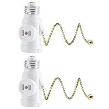 2 Pack E26 Light Socket to Plug Adapter 2 Polarized Outlet Socket Adapter