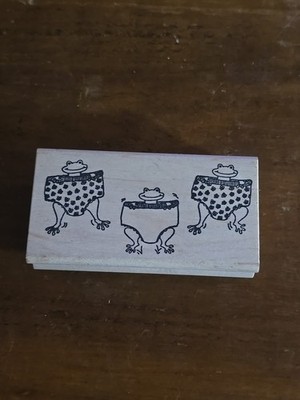3 Frogs Dancing In Granny Panties Rubber Stamp
