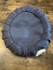 Vintage Navy Blue Pillbox Hat Textured Fabric Ruffle Trim Women  s