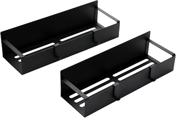 Magnetic Spice Storage Rack Organizer for Refrigerator and Oven, Black Fridge O