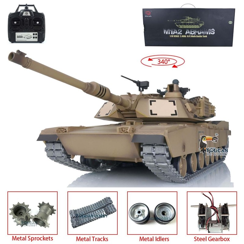 Henglong 2.4G 1/16 TK7.0 Upgraded Scale Metal RTR RC Tank Model 3918 Abrams M1A2