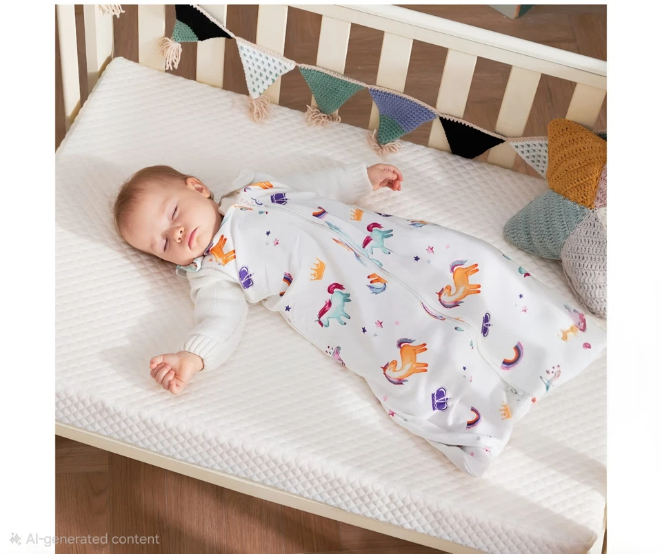 TILLYOU 2 包婴儿睡袋 18-24 个月大号粉色和小时,100% Cotto — 第 4/4 张图片