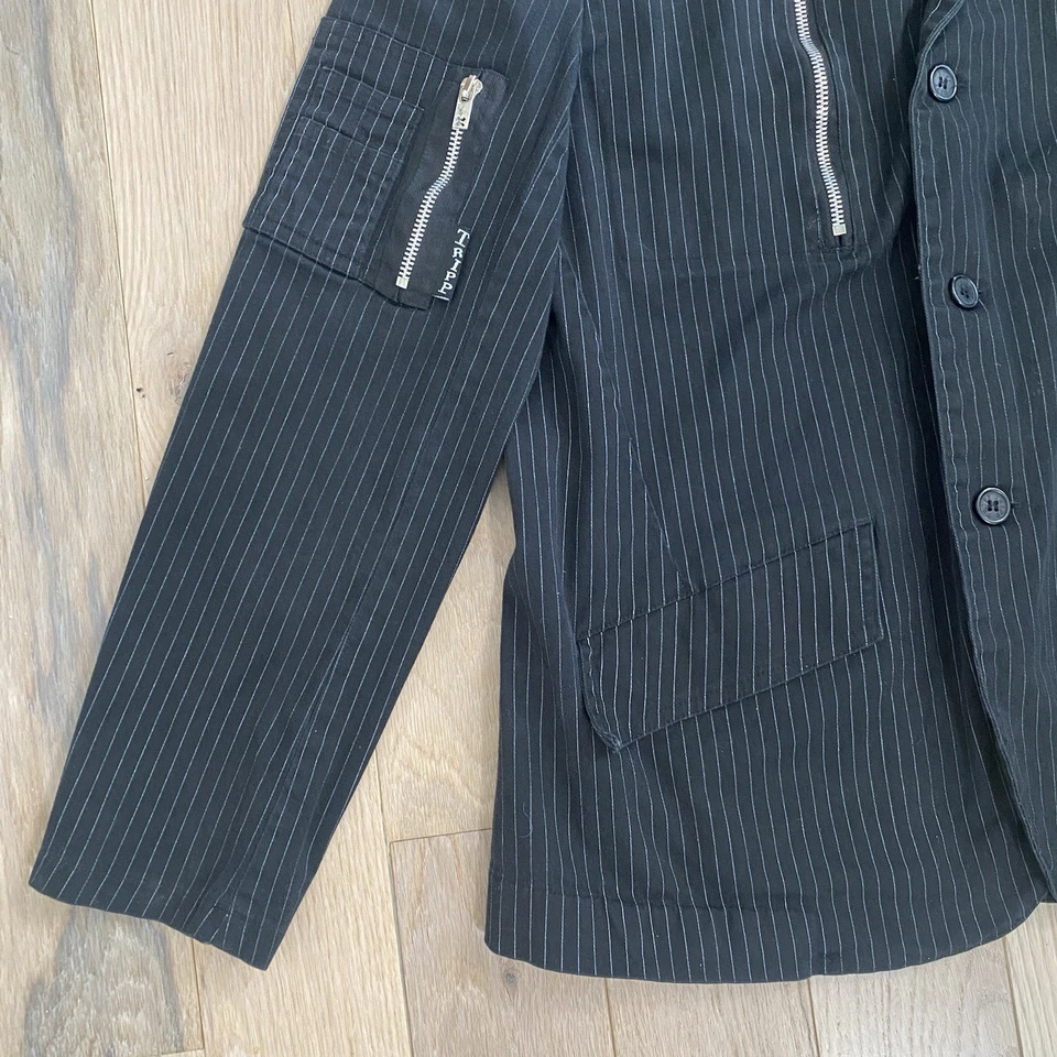 Vintage Y2K TRIPP NYC Pinstripe Jacket Blazer Size Large Black White Goth Punk - Image 2 of 4