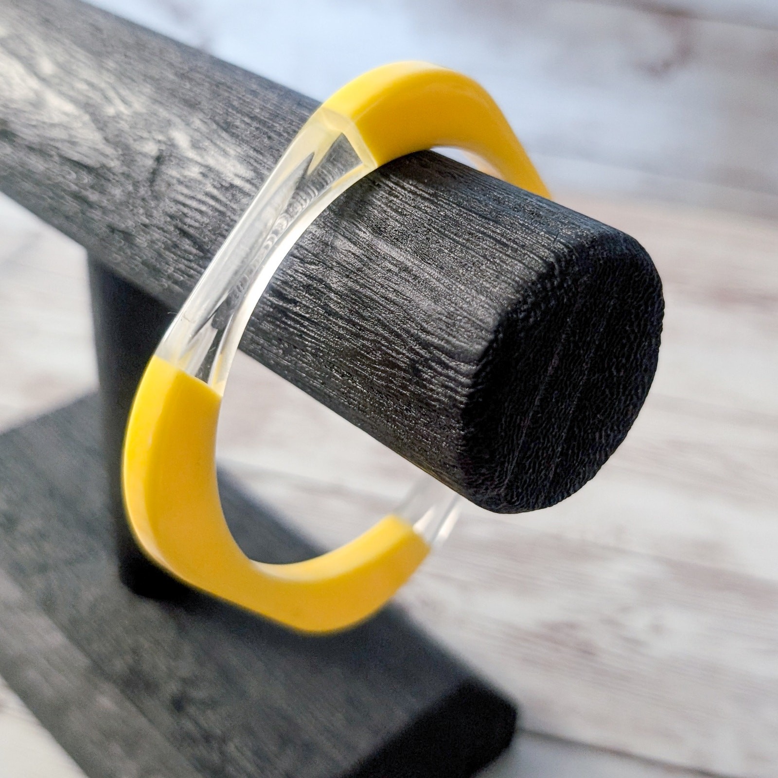 Vintage Bracelet Rounded Square Shape Yellow & Cl… - image 1