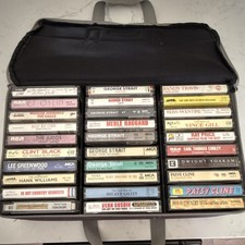 Vintage Country Cassette Tape Lot with Zip Up Case - George Strait Hank Williams