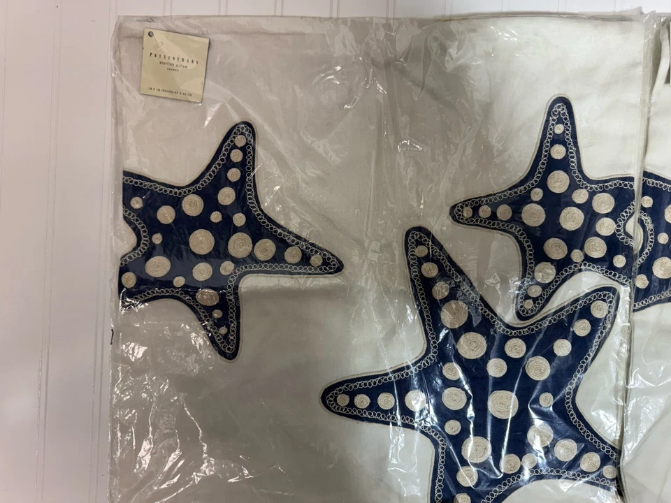 Juego de sábanas Pottery Barn Morgan azul playa estrella de mar océano Queen Foto 2 de 4