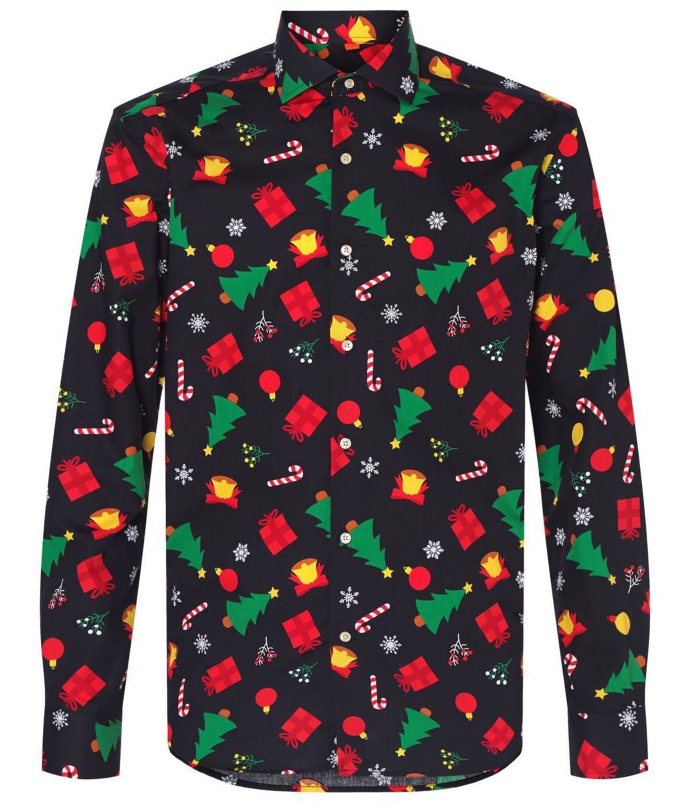 Мужская рубашка на пуговицах с принтом Рождественский бросок от OppoSuits, разноцветная, среднего размера