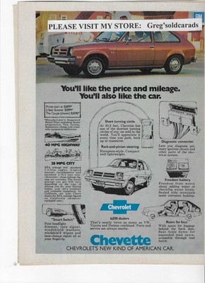 Original 1976 Chevrolet Chevette  vintage print ad: ''You'll like the price and..