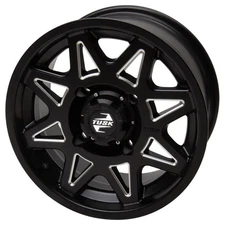 4/115 Tusk Tintic Wheel 14x7 5.0 + 2.0 Milled/Black For Arctic Cat Alterra 600