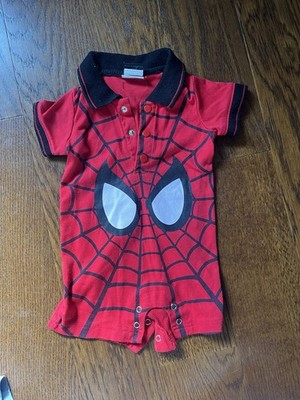 Y2K Universal Marvel Spiderman Romper One Piece Body Suit Short Sleeve 12 Months