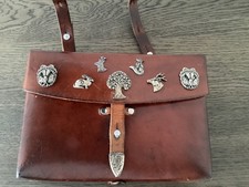 Schweizer Armee Ledertasche 1978, braun mit Applikationen 