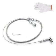 24" Car Braided Throttle Cable Kit with Gloves, Adjustable Stainless 24 Inch