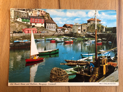 AK Mevagissey Cornwall 1976   Old Watch House & Harbour   John Hinde Studio