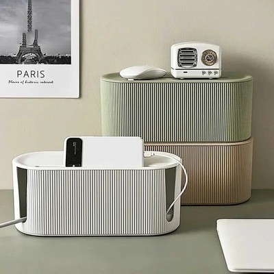 Cable Management Box Desk Cord Organizer with Groove Cover Plastic Cord Hider