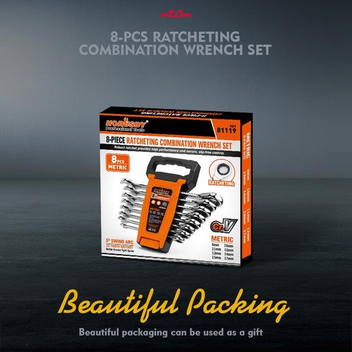 8-Piece Metric Ratcheting Wrench Set | Ratchet Combination Wrench Set with Or... - Picture 2 of 8