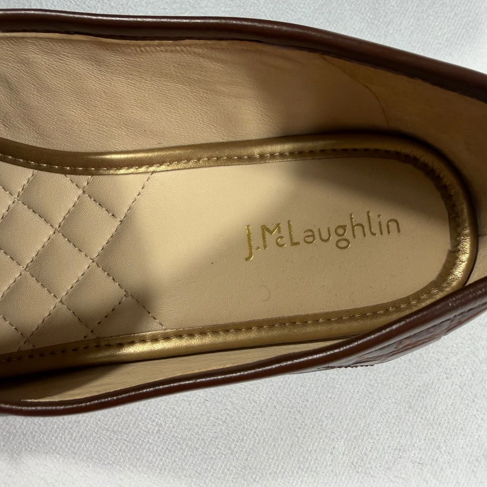 Mocasines de cocodrilo de cuero marrón para mujer J Mclaughlin talla 9,5 bambú Dillon3 Foto 2 de 4