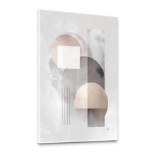 Abstrakt Geometrie Leinwand Bild Wandbild Modern Beige Grau Minimal Wanddeko
