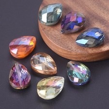 18x13mm 24x17mm Teardrop Shape Colorful Plated Faceted Crystal Glass Loose Beads