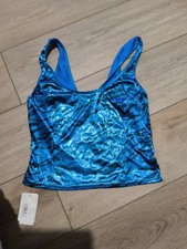 BNWT Vintage Ann Summers Blue Zebra Stripe Sparkly Trance Crop Vest Top Sz 10-12