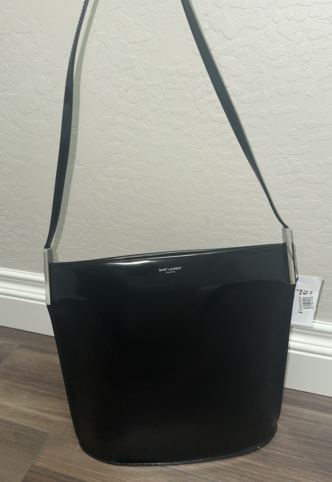 Borsa a tracolla Saint Laurent Patent nera Suzanne