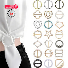21Pcs Women Shirt Clips,T-shirt Clip clothespin,Scarf Ring gold and silver