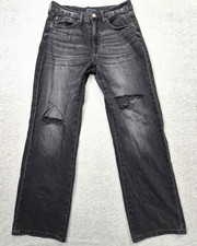 Aeropostale High Rise Wide Leg Jeans Womens 4 Regular Gray 90s Baggy Rigid Denim