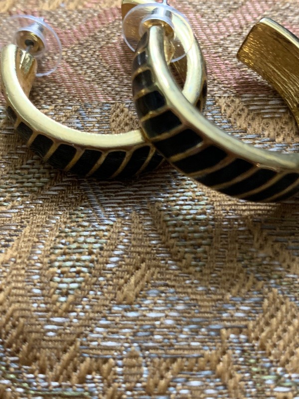 Gold & Black Pierced Earrings